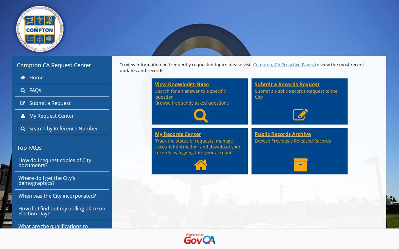 Compton residents directory city public records request portal